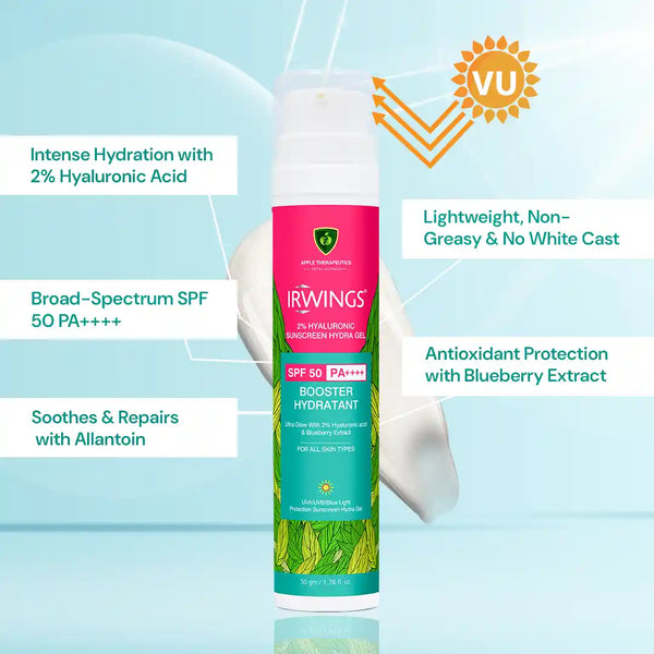 irwings 2% hyaluronic acid sunscreen features