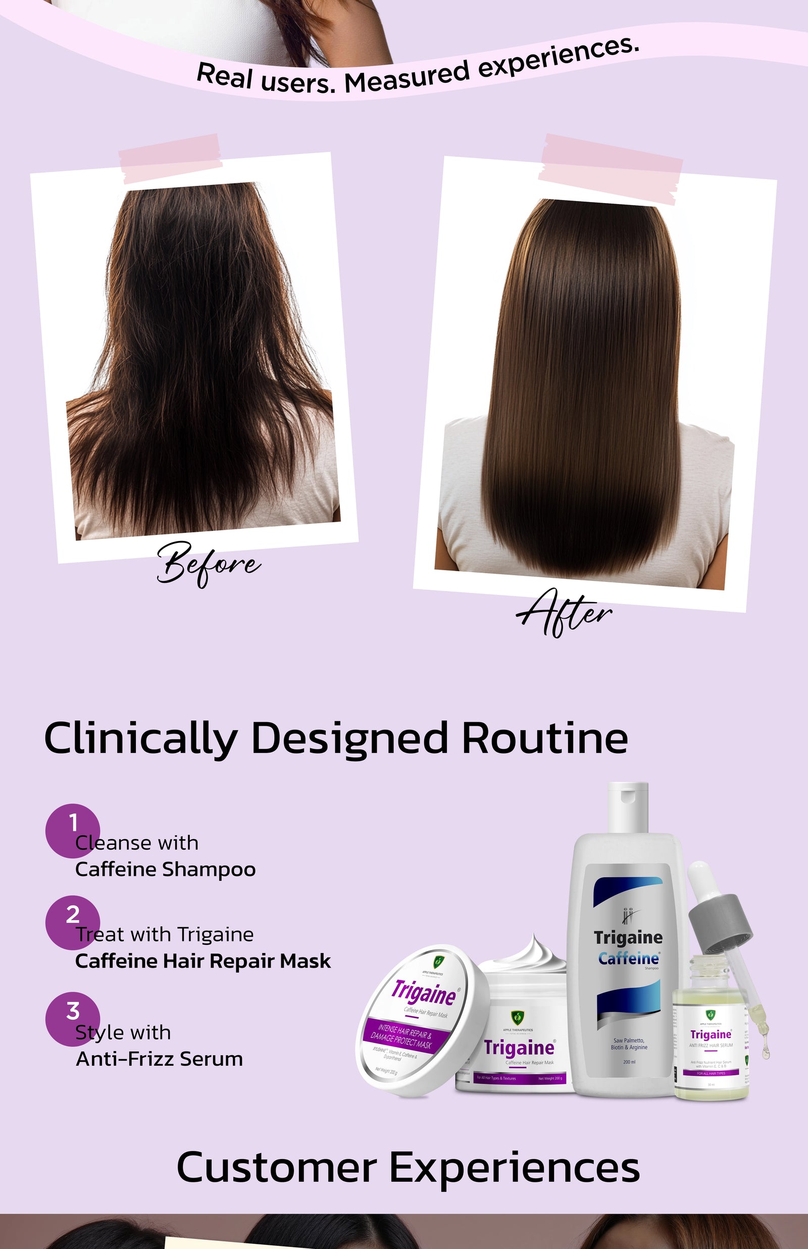Caffeine hair repair mark