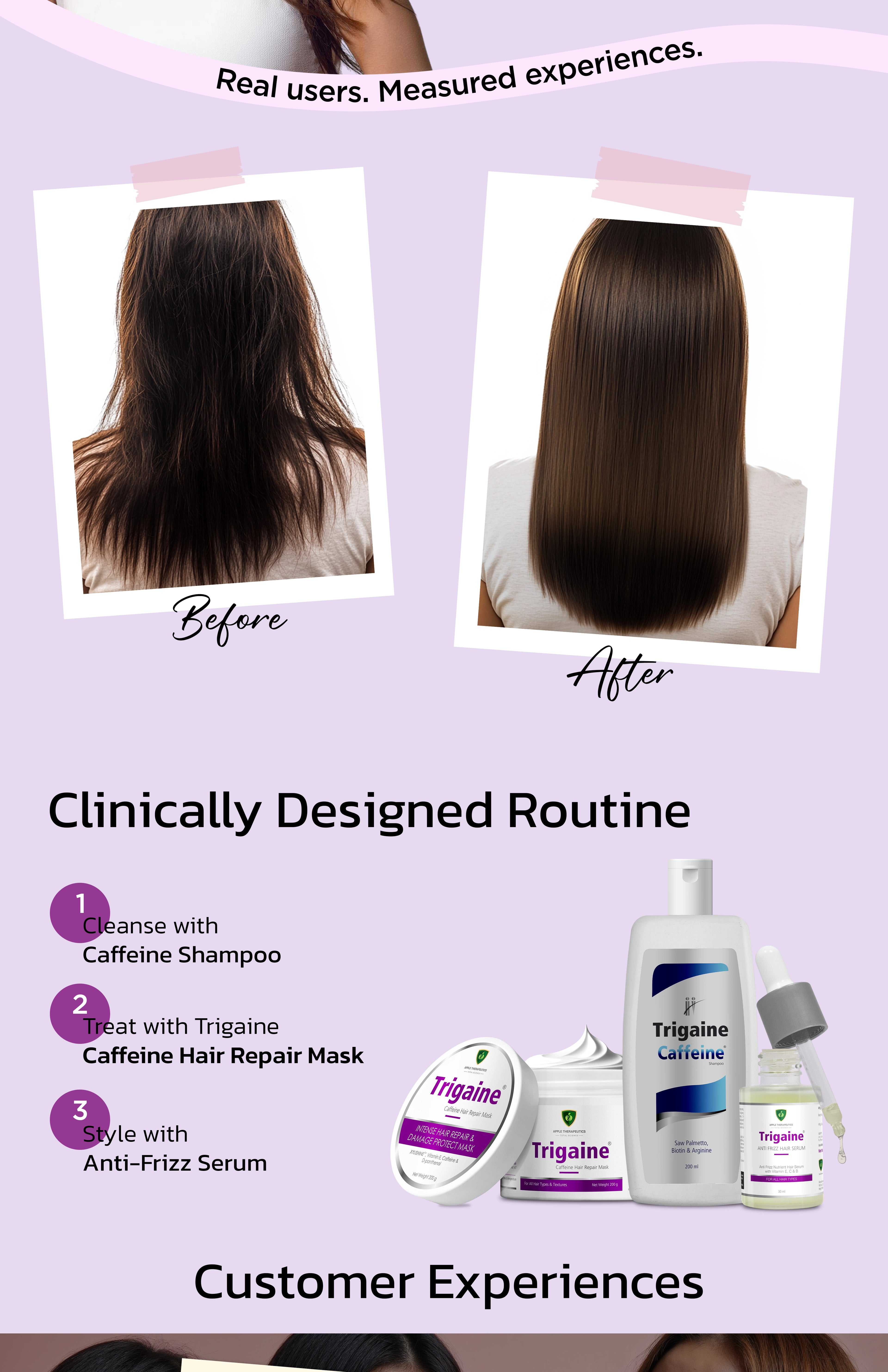 Caffeine hair repair mark