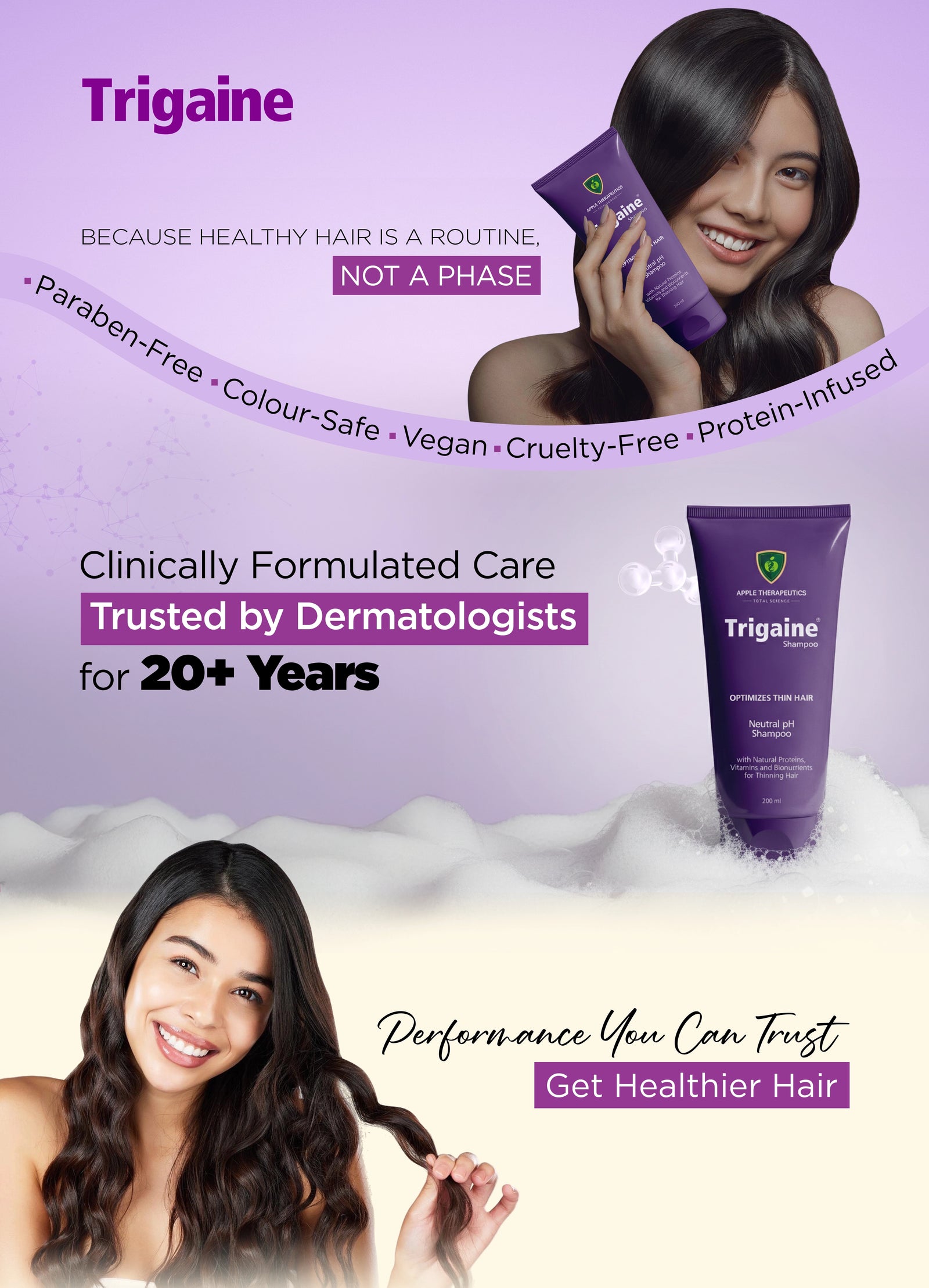 Trigaine hair-care product features