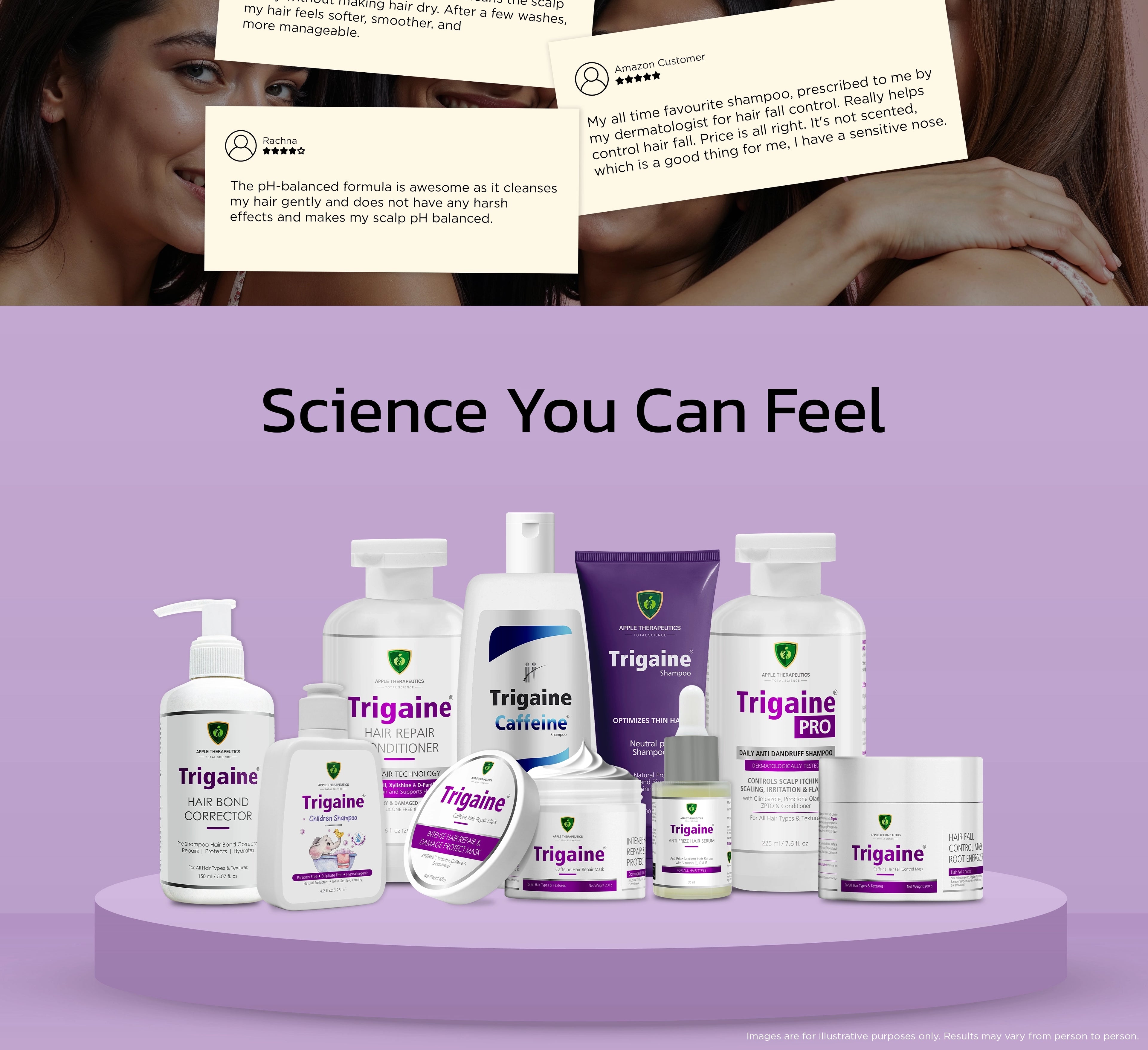 Collection of Trigaine hair care products customer reviews 