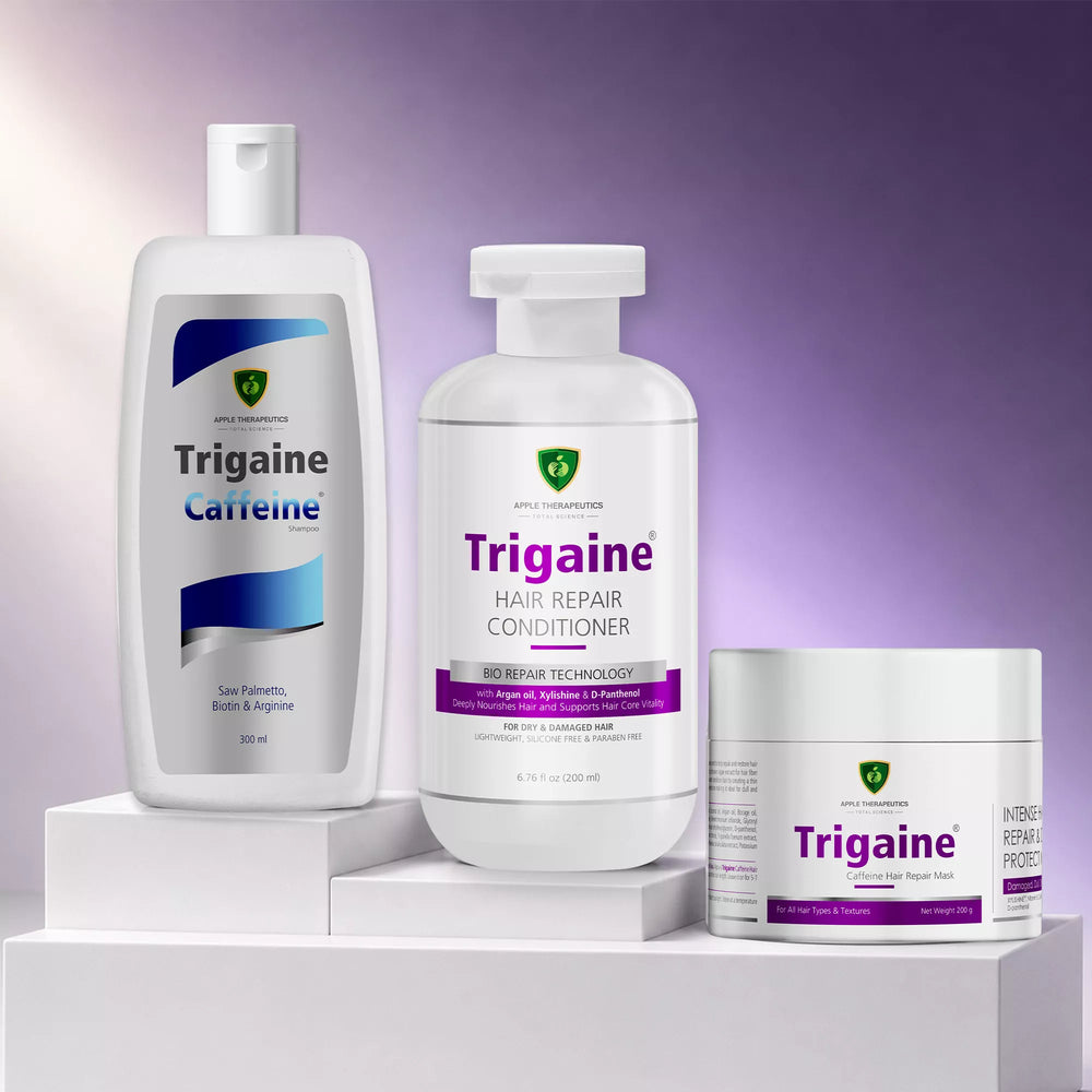 Trigaine Hair Fall Control & Repair Combo | Caffeine Shampoo 200ml, Mask 200g & Repair Conditioner 200ml