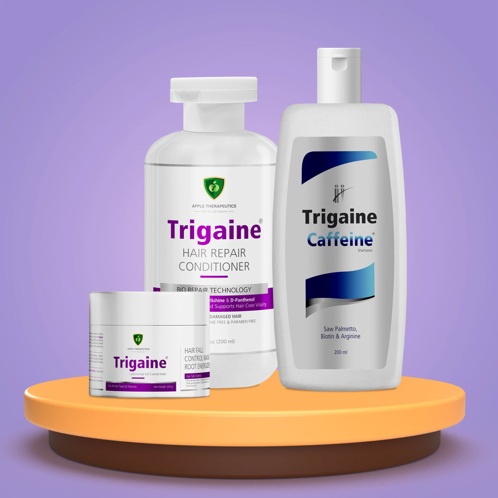 HAIR FALL CONTROL & REPAIR COMBO | CAFFEINE SHAMPOO(200ml), MASK(200g) & REPAIR CONDITIONER(200ml) - Trigaine